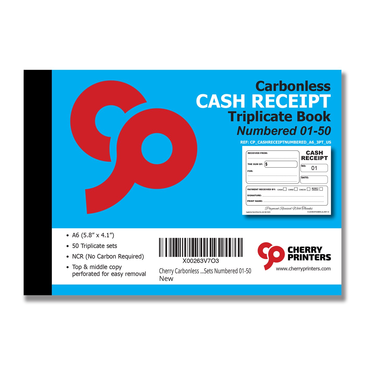 Numbered cash receipt book A6