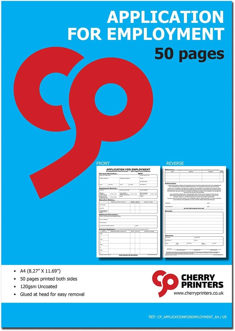 Application for employment pad