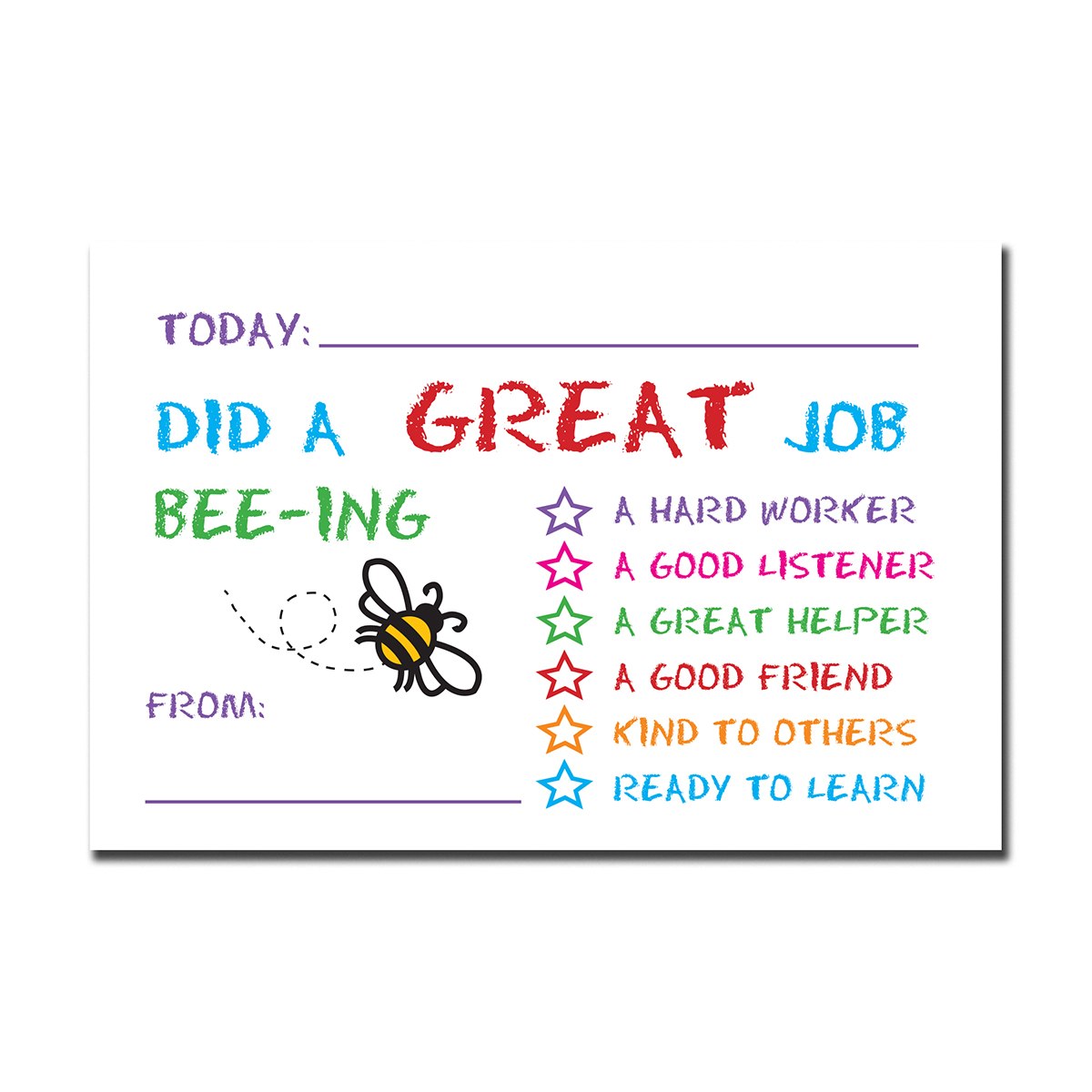 Great Job incentive card