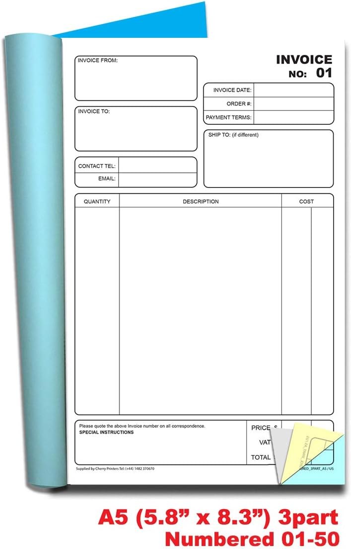 Numbered invoice book A5