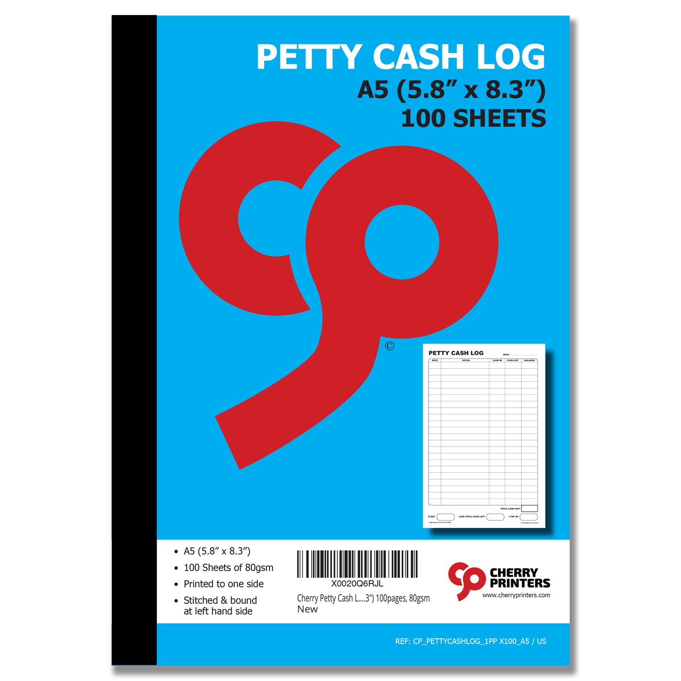Petty cash log book A5