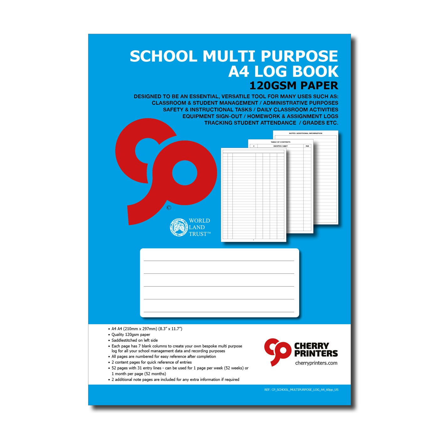 School multipurpose log book A4