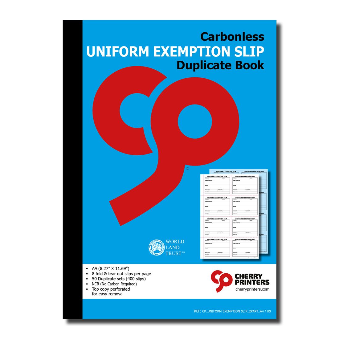 Uniform exemption slip book A4