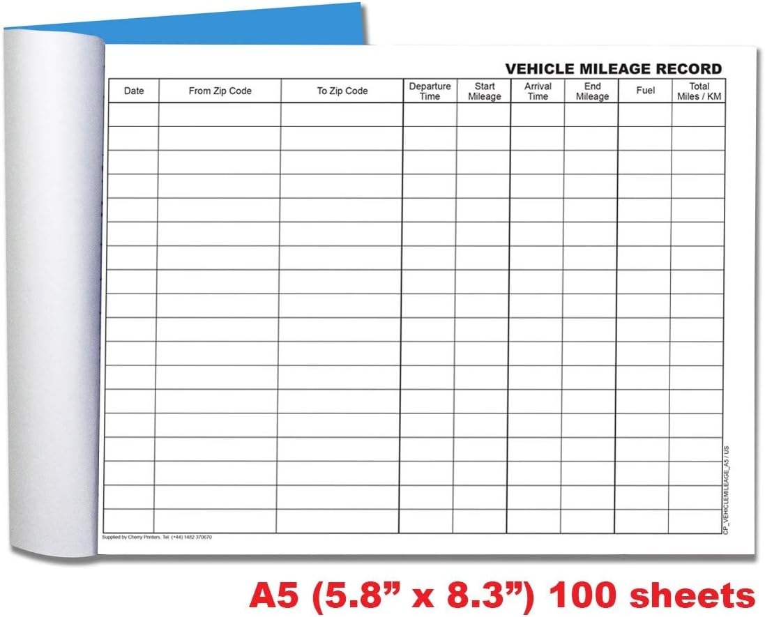 Vehicle mileage record book A5